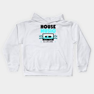 HOUSE MUSIC  - Cassette (Blue/Black) Kids Hoodie